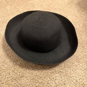 Black Bowler Style Straw Hat
